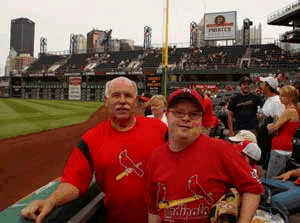 Tim Tepas and his son, Keith, attend a Pittsburgh-Cardinals game for Keith's 21st birthday.